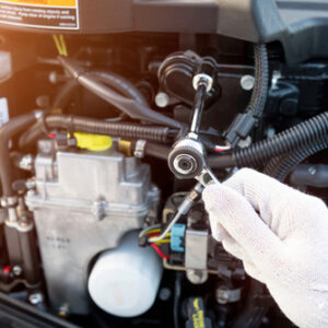 Repairing,Outboard,Marine,Engine.,Motorboat,Engine,Seasonal,Service,And,Maintenance.